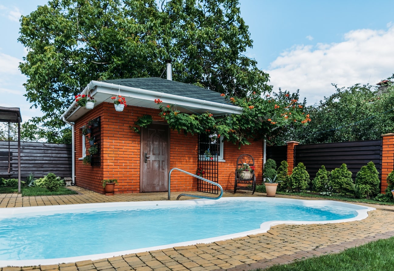 An accessory dwelling unit by a pool